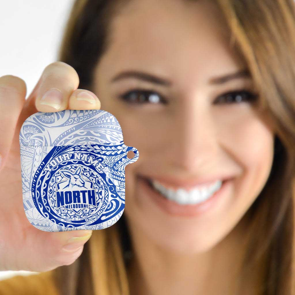 Personalized North Melbourne Kangaroos Polynesian AirPods Case Tribal Chest and Sleeve Tattoo Heritage Warrior