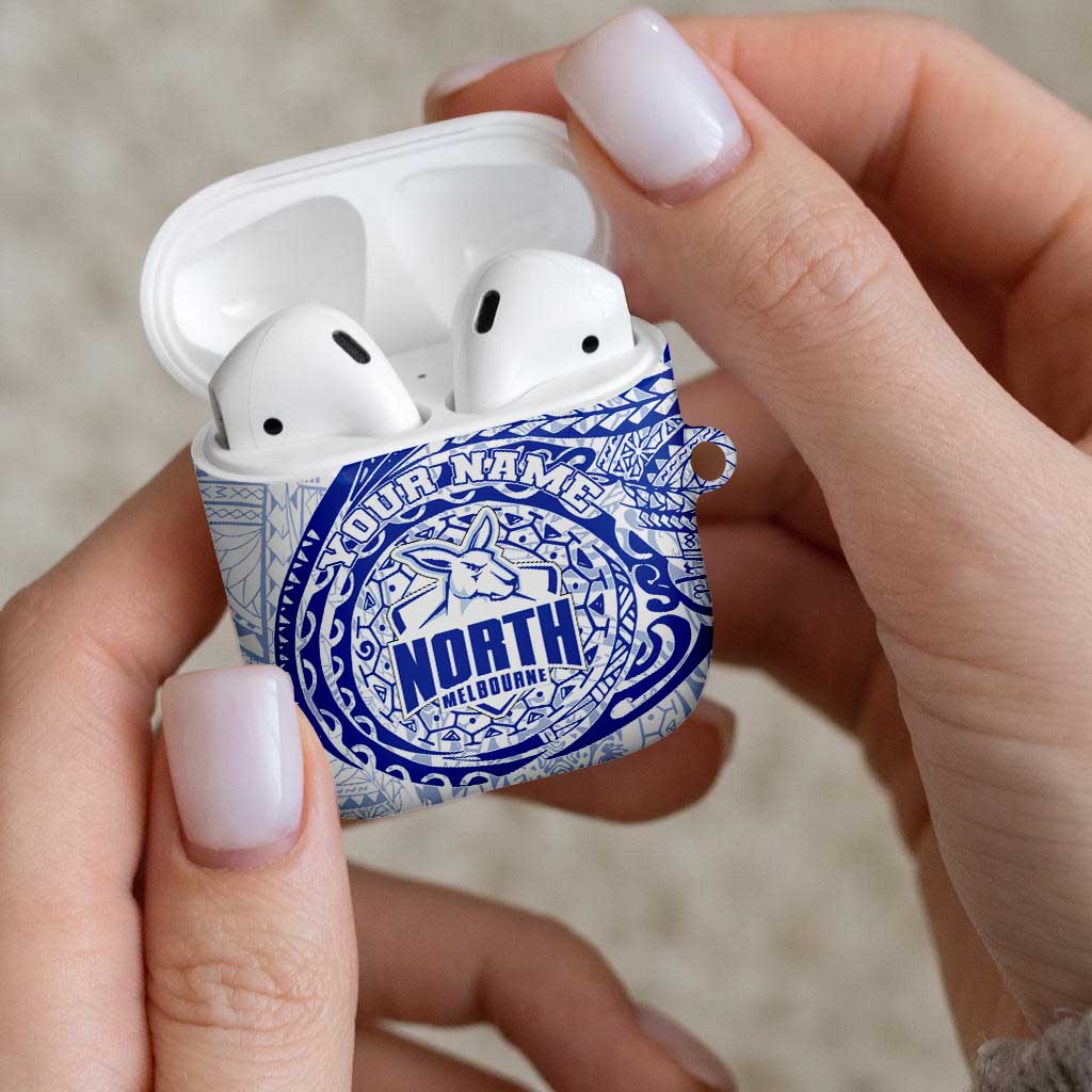 Personalized North Melbourne Kangaroos Polynesian AirPods Case Tribal Chest and Sleeve Tattoo Heritage Warrior