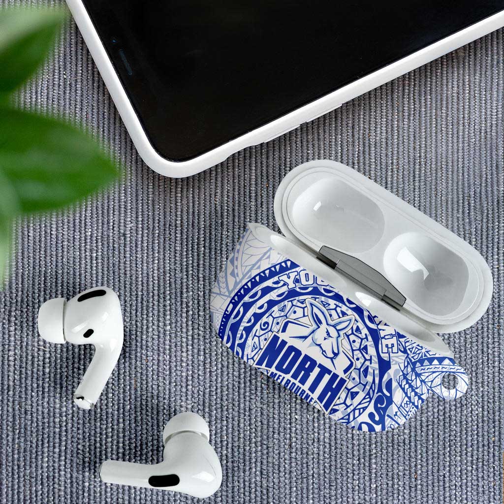 Personalized North Melbourne Kangaroos Polynesian AirPods Case Tribal Chest and Sleeve Tattoo Heritage Warrior
