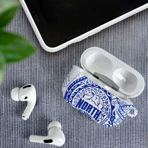 Personalized North Melbourne Kangaroos Polynesian AirPods Case Tribal Chest and Sleeve Tattoo Heritage Warrior