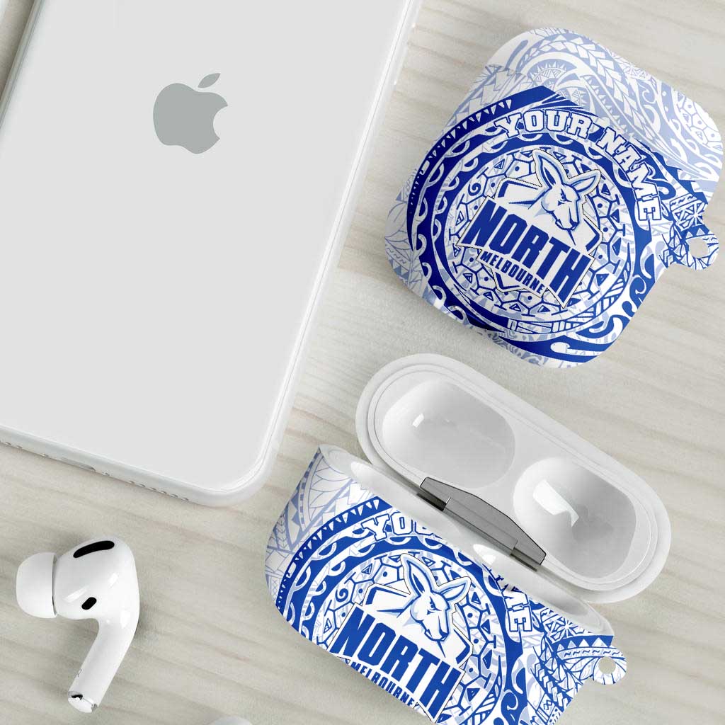 Personalized North Melbourne Kangaroos Polynesian AirPods Case Tribal Chest and Sleeve Tattoo Heritage Warrior
