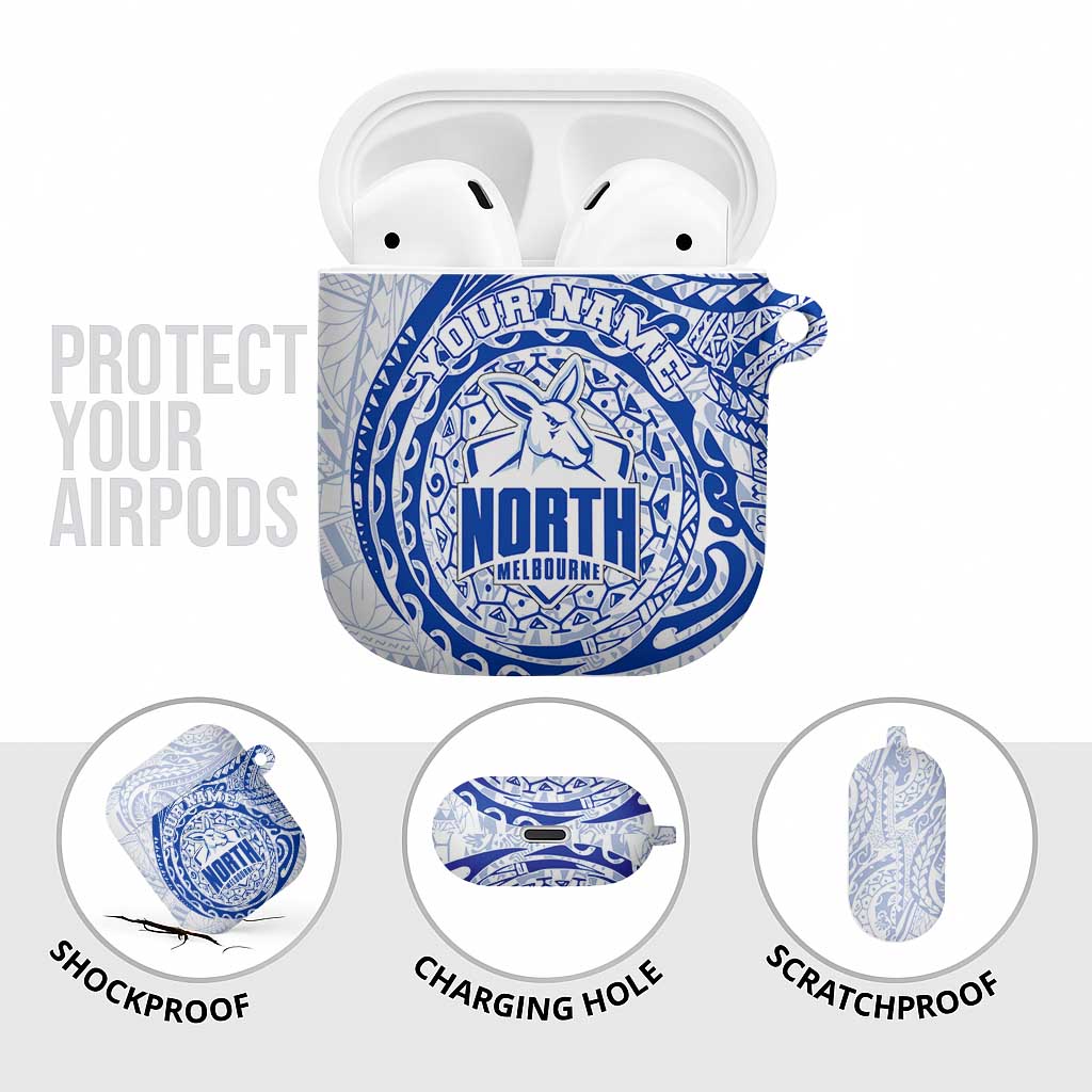 Personalized North Melbourne Kangaroos Polynesian AirPods Case Tribal Chest and Sleeve Tattoo Heritage Warrior