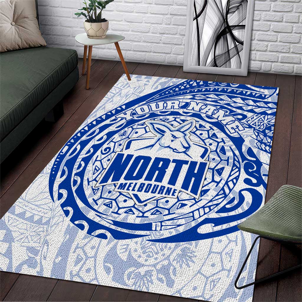 Personalized North Melbourne Kangaroos Polynesian Area Rug Tribal Chest and Sleeve Tattoo Heritage Warrior
