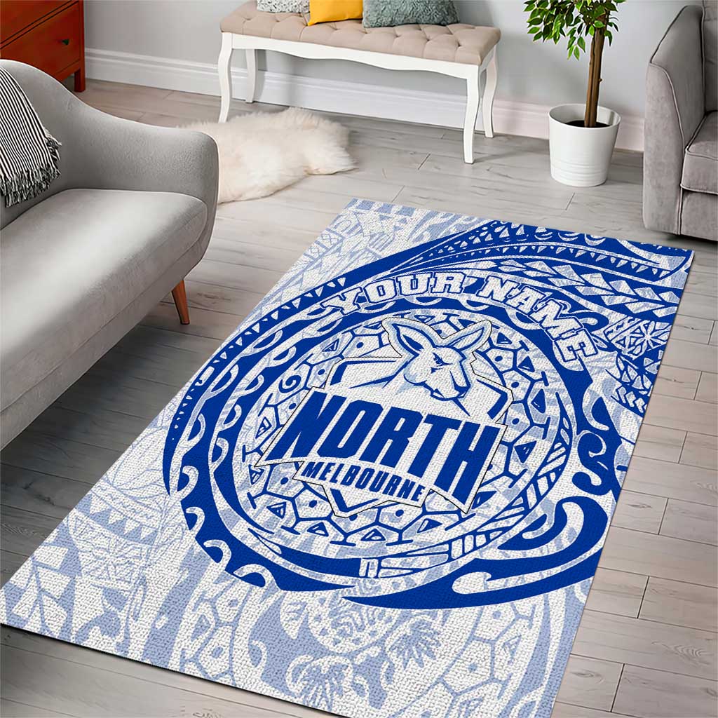 Personalized North Melbourne Kangaroos Polynesian Area Rug Tribal Chest and Sleeve Tattoo Heritage Warrior