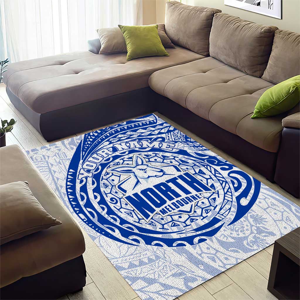 Personalized North Melbourne Kangaroos Polynesian Area Rug Tribal Chest and Sleeve Tattoo Heritage Warrior