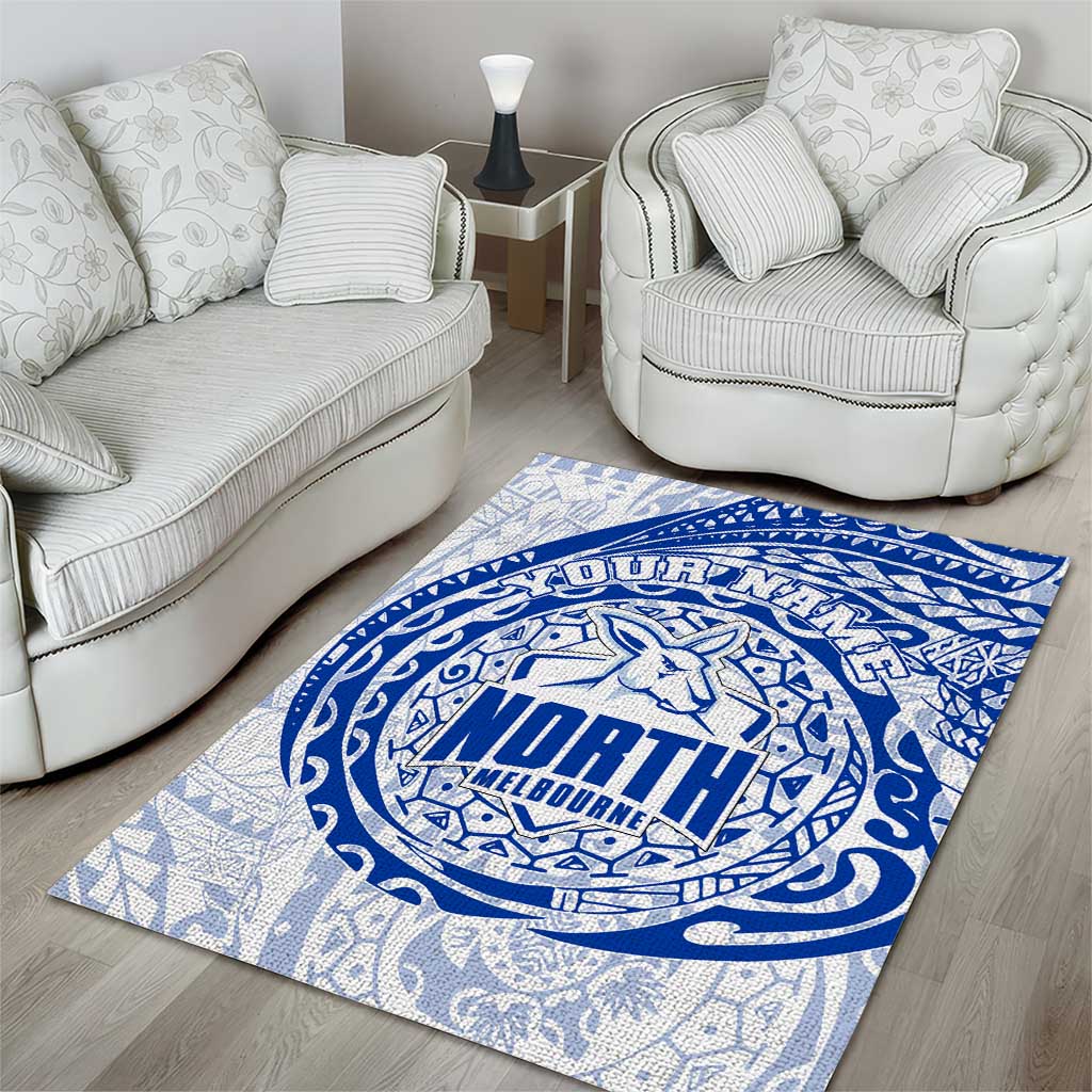 Personalized North Melbourne Kangaroos Polynesian Area Rug Tribal Chest and Sleeve Tattoo Heritage Warrior