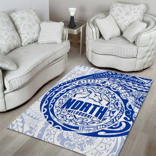 Personalized North Melbourne Kangaroos Polynesian Area Rug Tribal Chest and Sleeve Tattoo Heritage Warrior