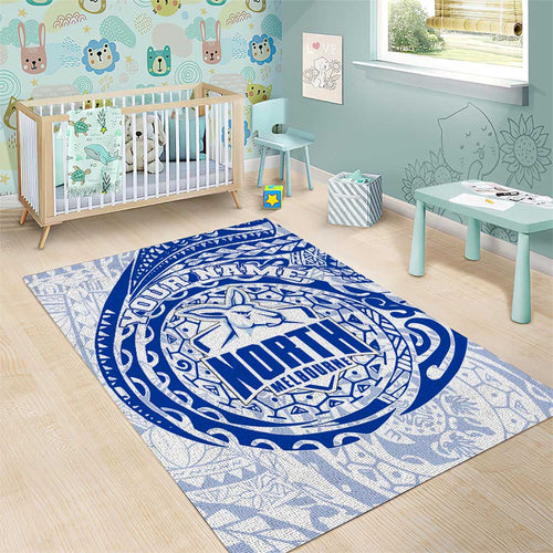 Personalized North Melbourne Kangaroos Polynesian Area Rug Tribal Chest and Sleeve Tattoo Heritage Warrior
