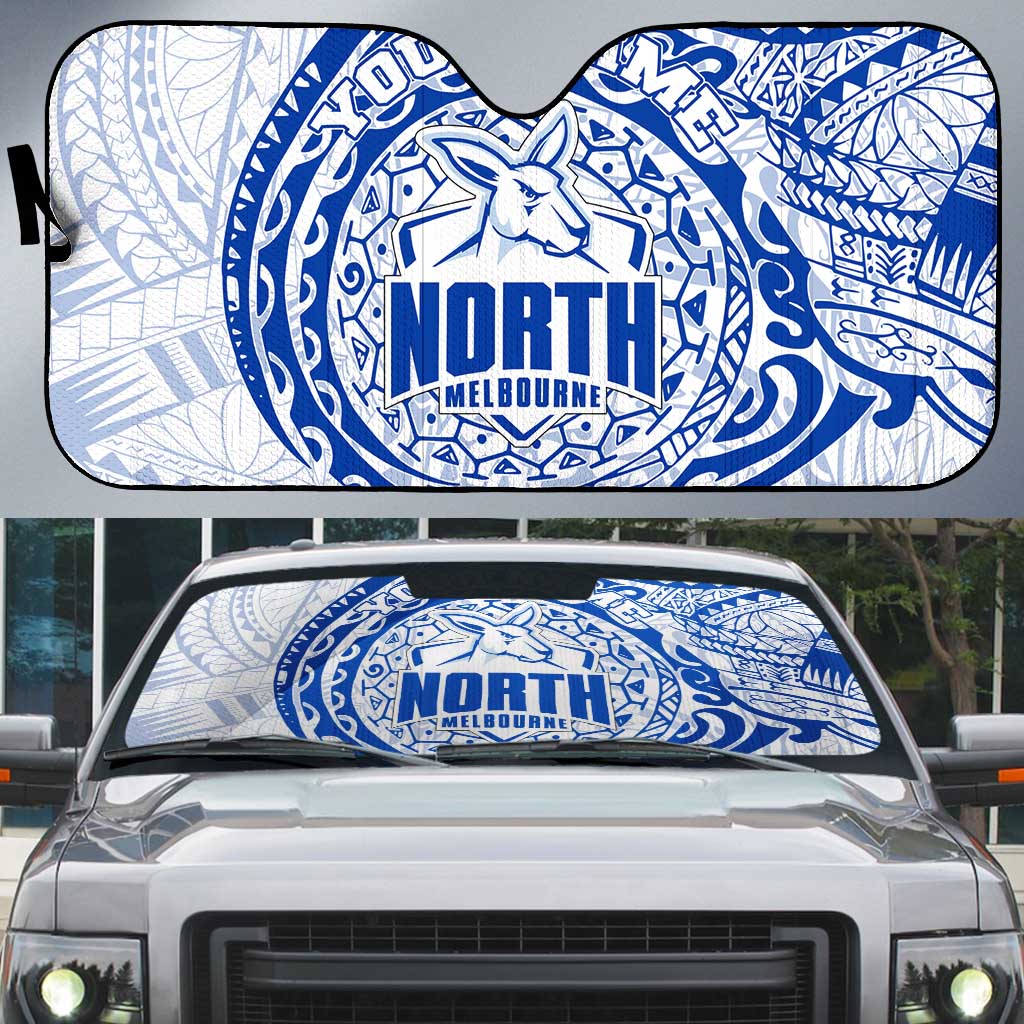 Personalized North Melbourne Kangaroos Polynesian Auto Sun Shade Tribal Chest and Sleeve Tattoo Heritage Warrior