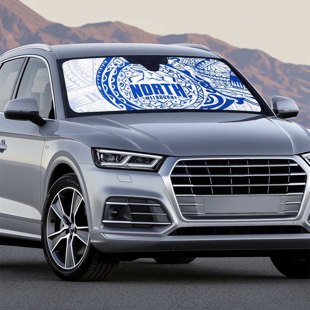 Personalized North Melbourne Kangaroos Polynesian Auto Sun Shade Tribal Chest and Sleeve Tattoo Heritage Warrior