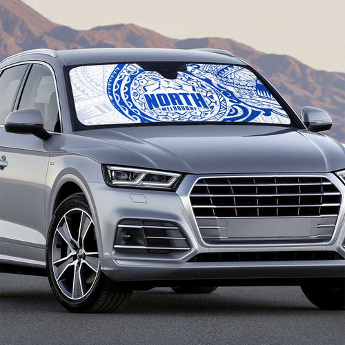 Personalized North Melbourne Kangaroos Polynesian Auto Sun Shade Tribal Chest and Sleeve Tattoo Heritage Warrior