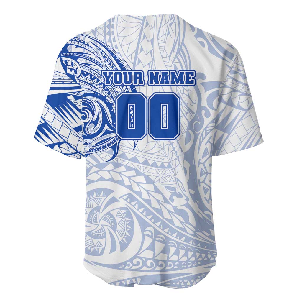 Personalized North Melbourne Kangaroos Polynesian Baseball Jersey Tribal Chest and Sleeve Tattoo Heritage Warrior