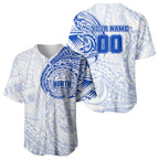 Personalized North Melbourne Kangaroos Polynesian Baseball Jersey Tribal Chest and Sleeve Tattoo Heritage Warrior