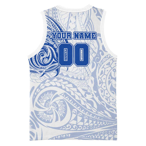 Personalized North Melbourne Kangaroos Polynesian Basketball Jersey Tribal Chest and Sleeve Tattoo Heritage Warrior