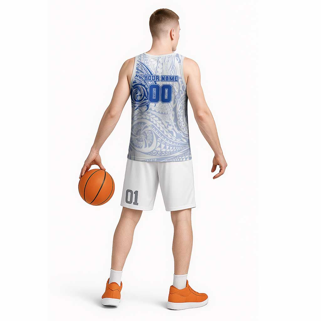 Personalized North Melbourne Kangaroos Polynesian Basketball Jersey Tribal Chest and Sleeve Tattoo Heritage Warrior
