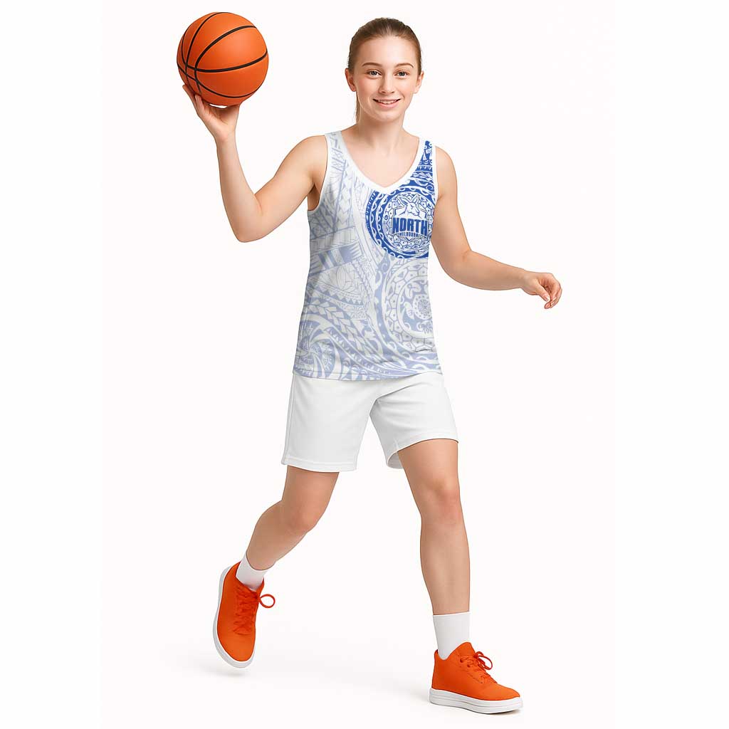Personalized North Melbourne Kangaroos Polynesian Basketball Jersey Tribal Chest and Sleeve Tattoo Heritage Warrior