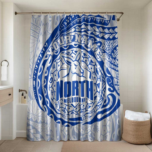 Personalized North Melbourne Kangaroos Polynesian Bathroom Set Tribal Chest and Sleeve Tattoo Heritage Warrior