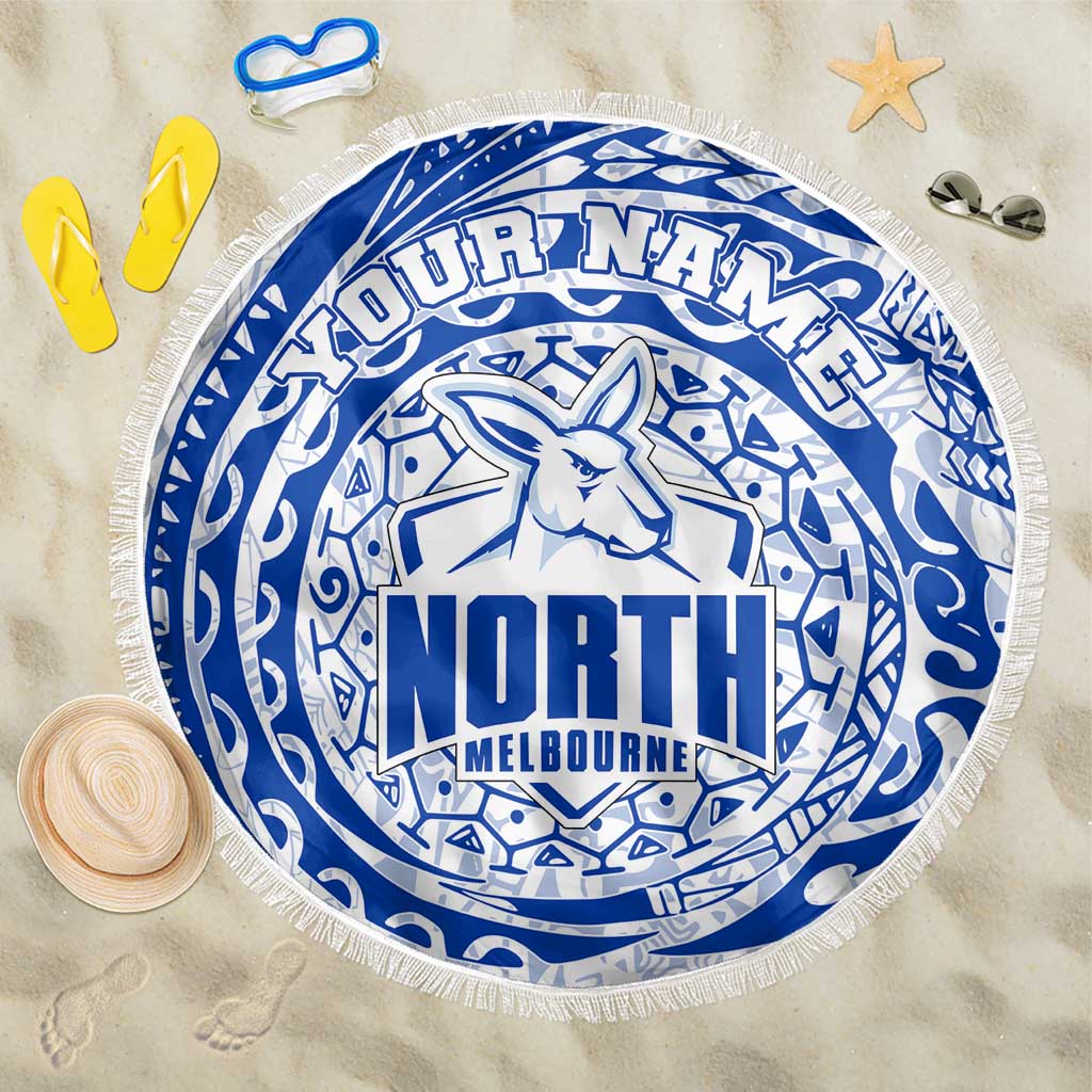 Personalized North Melbourne Kangaroos Polynesian Beach Blanket Tribal Chest and Sleeve Tattoo Heritage Warrior