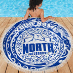 Personalized North Melbourne Kangaroos Polynesian Beach Blanket Tribal Chest and Sleeve Tattoo Heritage Warrior