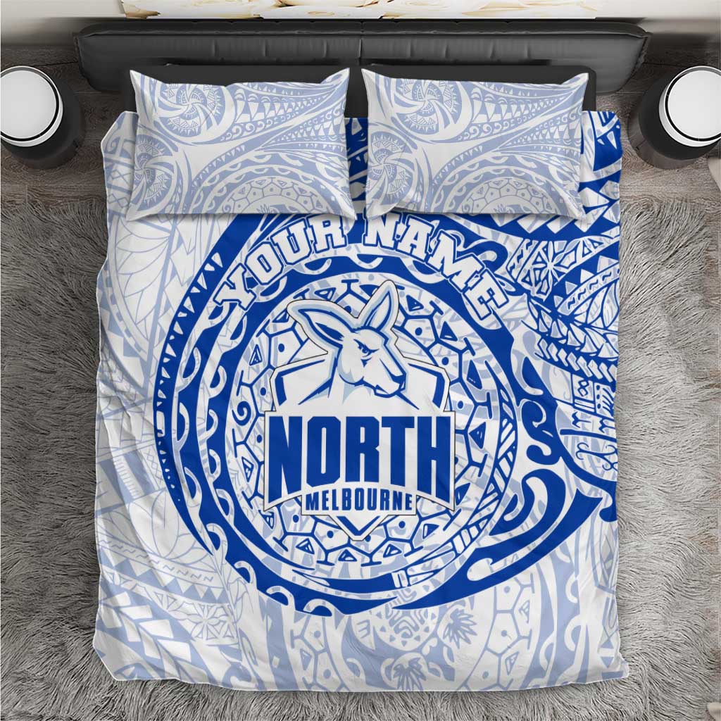 Personalized North Melbourne Kangaroos Polynesian Bedding Set Tribal Chest and Sleeve Tattoo Heritage Warrior