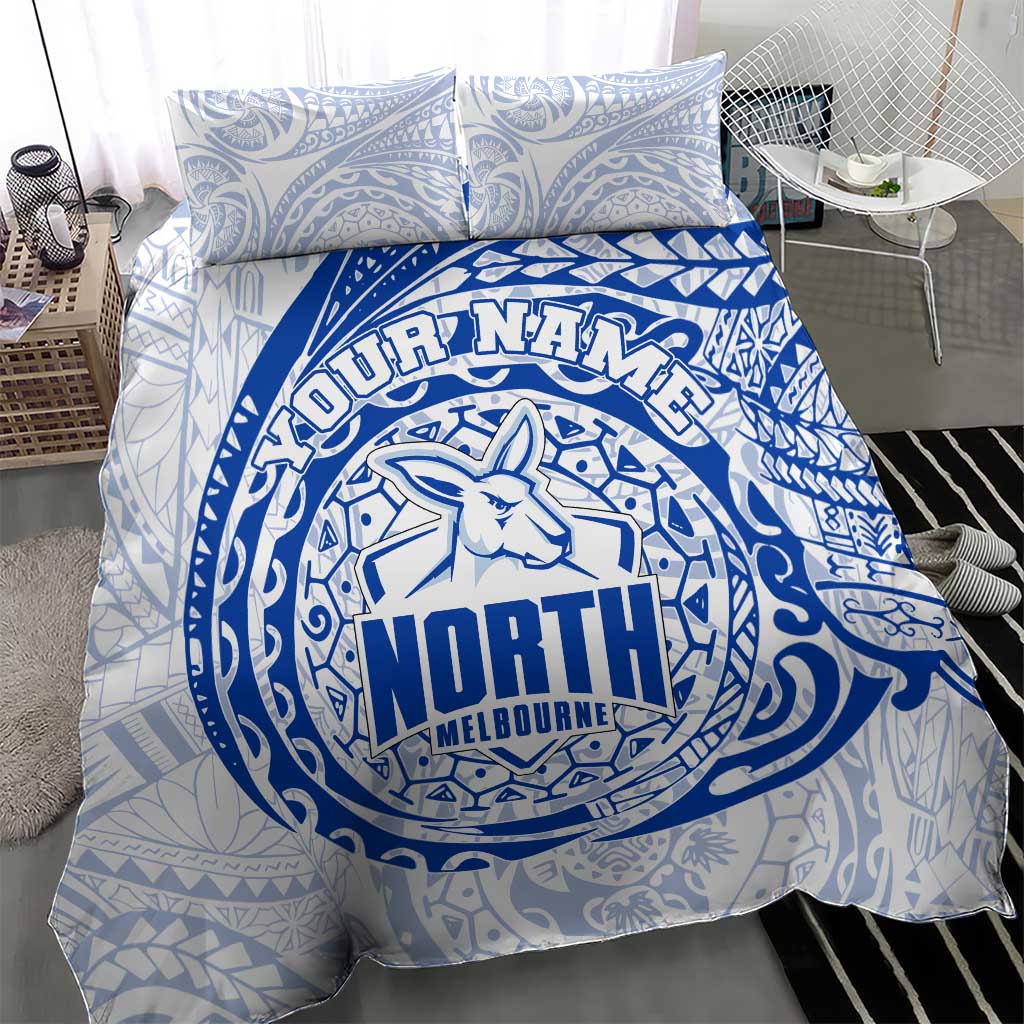 Personalized North Melbourne Kangaroos Polynesian Bedding Set Tribal Chest and Sleeve Tattoo Heritage Warrior
