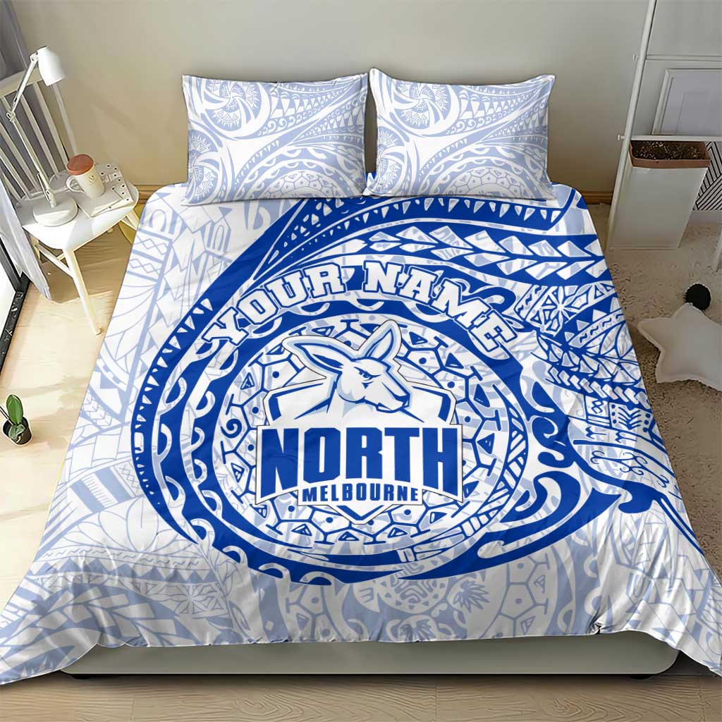 Personalized North Melbourne Kangaroos Polynesian Bedding Set Tribal Chest and Sleeve Tattoo Heritage Warrior