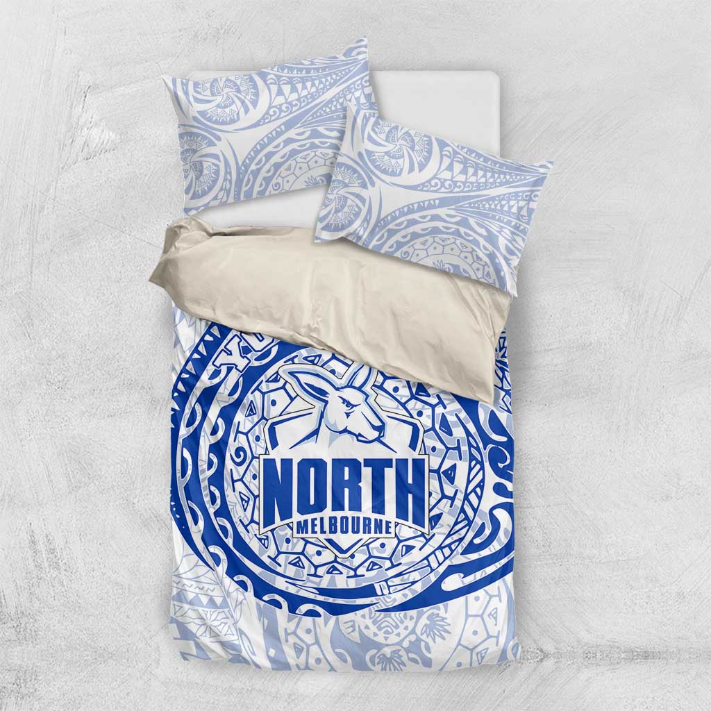 Personalized North Melbourne Kangaroos Polynesian Bedding Set Tribal Chest and Sleeve Tattoo Heritage Warrior