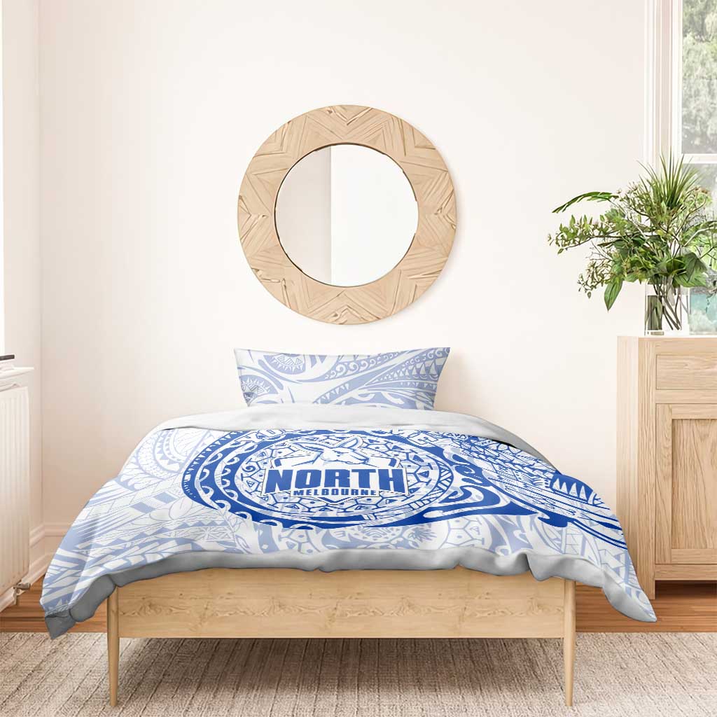 Personalized North Melbourne Kangaroos Polynesian Bedding Set Tribal Chest and Sleeve Tattoo Heritage Warrior