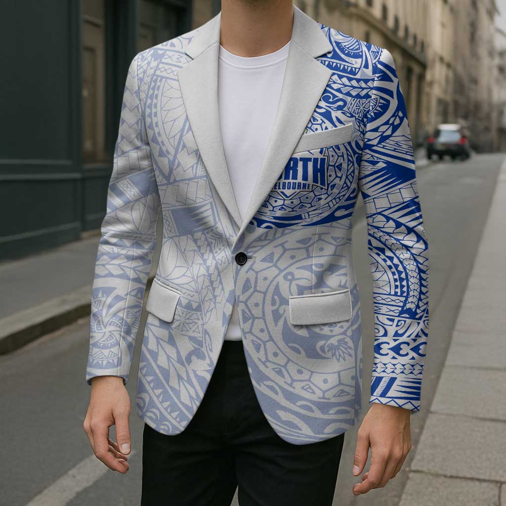 Personalized North Melbourne Kangaroos Polynesian Blazer Tribal Chest and Sleeve Tattoo Heritage Warrior