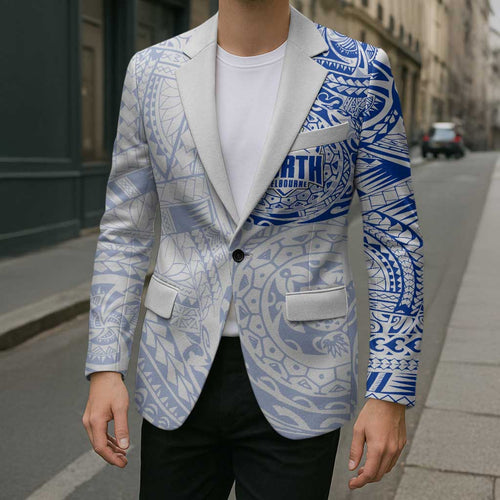 Personalized North Melbourne Kangaroos Polynesian Blazer Tribal Chest and Sleeve Tattoo Heritage Warrior