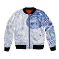 Personalized North Melbourne Kangaroos Polynesian Bomber Jacket Tribal Chest and Sleeve Tattoo Heritage Warrior
