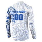 Personalized North Melbourne Kangaroos Polynesian Button Sweatshirt Tribal Chest and Sleeve Tattoo Heritage Warrior
