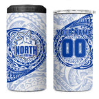 Personalized North Melbourne Kangaroos Polynesian 4 in 1 Can Cooler Tumbler Tribal Chest and Sleeve Tattoo Heritage Warrior