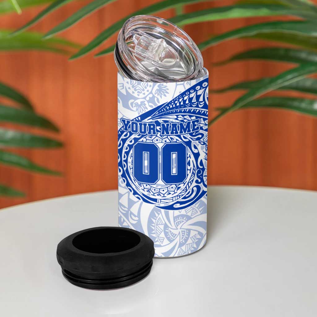 Personalized North Melbourne Kangaroos Polynesian 4 in 1 Can Cooler Tumbler Tribal Chest and Sleeve Tattoo Heritage Warrior