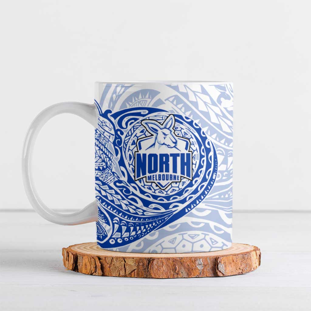 Personalized North Melbourne Kangaroos Polynesian Ceramic Mug Tribal Chest and Sleeve Tattoo Heritage Warrior
