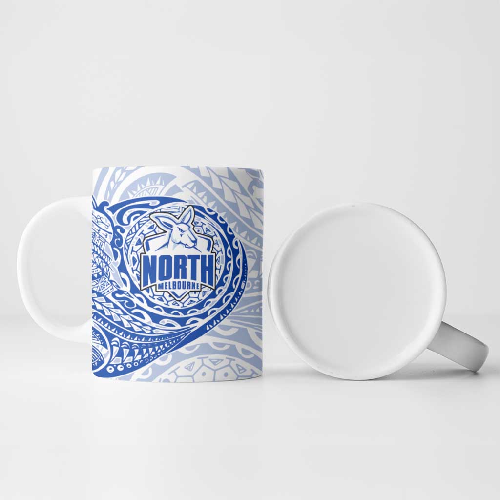 Personalized North Melbourne Kangaroos Polynesian Ceramic Mug Tribal Chest and Sleeve Tattoo Heritage Warrior