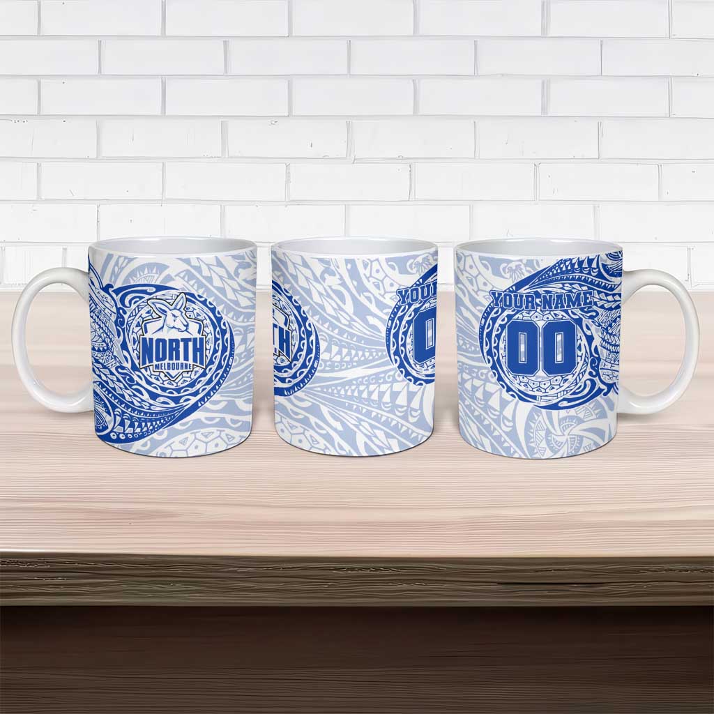 Personalized North Melbourne Kangaroos Polynesian Ceramic Mug Tribal Chest and Sleeve Tattoo Heritage Warrior