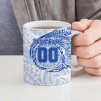 Personalized North Melbourne Kangaroos Polynesian Ceramic Mug Tribal Chest and Sleeve Tattoo Heritage Warrior