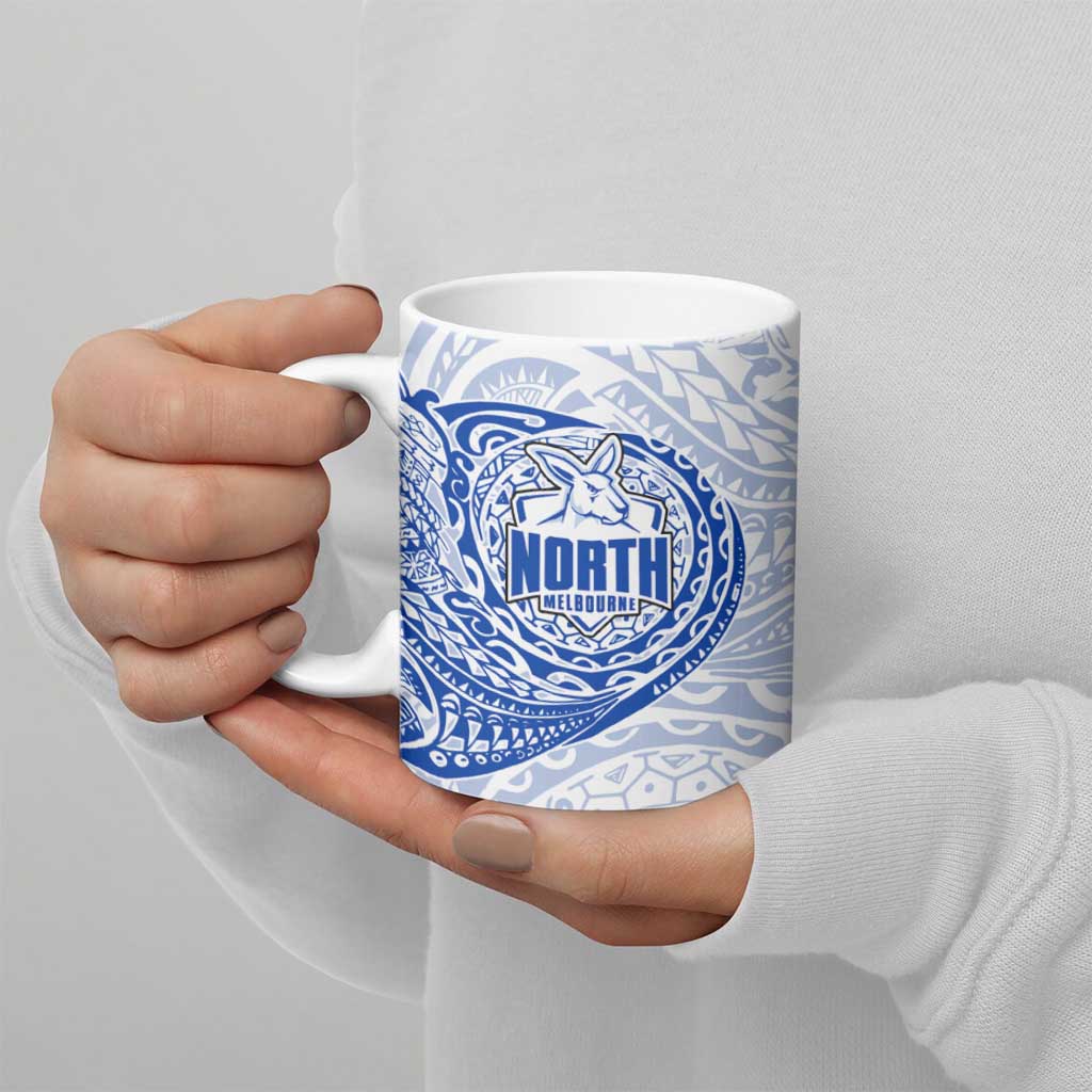Personalized North Melbourne Kangaroos Polynesian Ceramic Mug Tribal Chest and Sleeve Tattoo Heritage Warrior