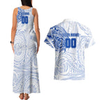 Personalized North Melbourne Kangaroos Polynesian Couples Matching Tank Maxi Dress and Hawaiian Shirt Tribal Chest and Sleeve Tattoo Heritage Warrior