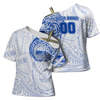 Personalized North Melbourne Kangaroos Polynesian Cross Shoulder Shirt Tribal Chest and Sleeve Tattoo Heritage Warrior