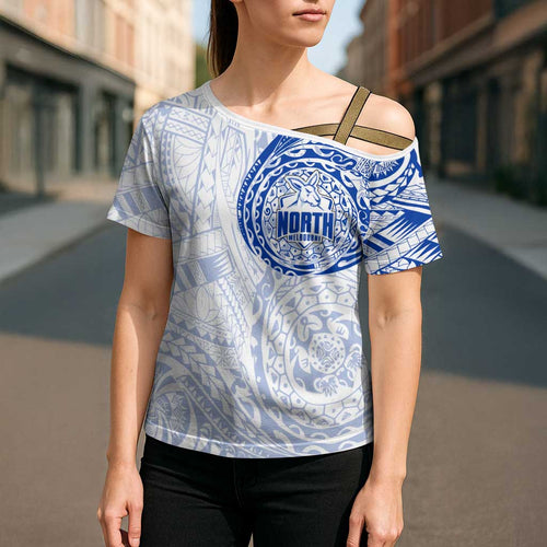 Personalized North Melbourne Kangaroos Polynesian Cross Shoulder Shirt Tribal Chest and Sleeve Tattoo Heritage Warrior