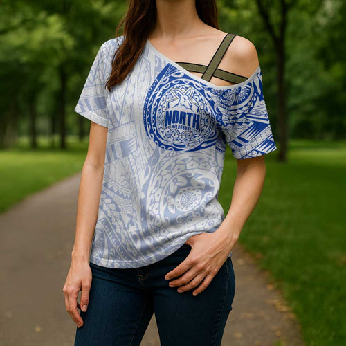 Personalized North Melbourne Kangaroos Polynesian Cross Shoulder Shirt Tribal Chest and Sleeve Tattoo Heritage Warrior