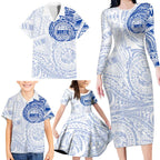 Personalized North Melbourne Kangaroos Polynesian Family Matching Long Sleeve Bodycon Dress and Hawaiian Shirt Tribal Chest and Sleeve Tattoo Heritage Warrior
