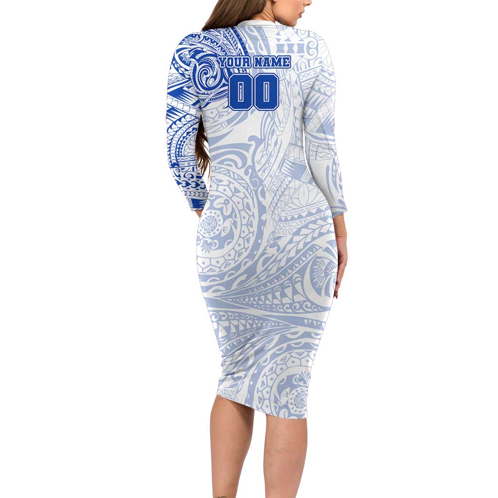 Personalized North Melbourne Kangaroos Polynesian Family Matching Long Sleeve Bodycon Dress and Hawaiian Shirt Tribal Chest and Sleeve Tattoo Heritage Warrior
