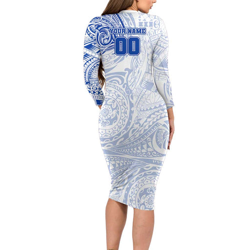 Personalized North Melbourne Kangaroos Polynesian Family Matching Long Sleeve Bodycon Dress and Hawaiian Shirt Tribal Chest and Sleeve Tattoo Heritage Warrior
