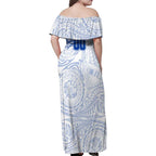 Personalized North Melbourne Kangaroos Polynesian Family Matching Off Shoulder Maxi Dress and Hawaiian Shirt Tribal Chest and Sleeve Tattoo Heritage Warrior