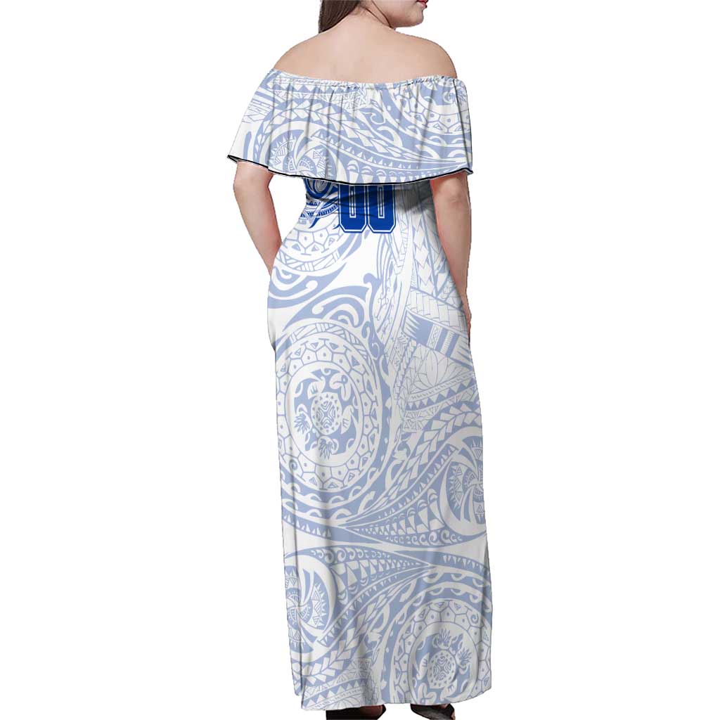 Personalized North Melbourne Kangaroos Polynesian Family Matching Off Shoulder Maxi Dress and Hawaiian Shirt Tribal Chest and Sleeve Tattoo Heritage Warrior