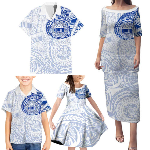 Personalized North Melbourne Kangaroos Polynesian Family Matching Puletasi and Hawaiian Shirt Tribal Chest and Sleeve Tattoo Heritage Warrior