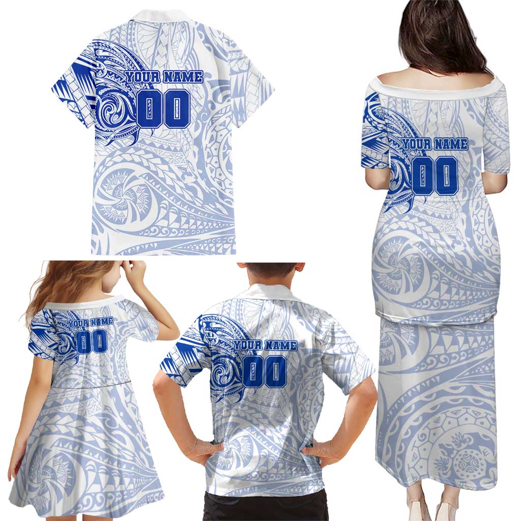 Personalized North Melbourne Kangaroos Polynesian Family Matching Puletasi and Hawaiian Shirt Tribal Chest and Sleeve Tattoo Heritage Warrior